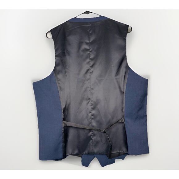 NWT Kenneth Cole Awearness XL Wool Blend Vest Navy Blue Black Slim Awear-Tech - Picture 2 of 9